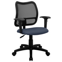 Flash Furniture WL-A277-NVY-A-GG Contemporary Mesh Task Chair Navy Blue Fabric Seat, Arms
