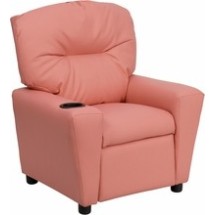Flash Furniture BT-7950-KID-PINK-GG Contemporary Pink Vinyl Kids Recliner with Cup Holder