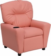 Flash Furniture BT-7950-KID-PINK-GG Contemporary Pink Vinyl Kids Recliner with Cup Holder