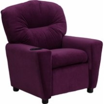 Flash Furniture BT-7950-KID-MIC-PUR-GG Contemporary Purple Microfiber Kids Recliner with Cup Holder