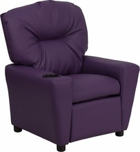 Flash Furniture BT-7950-KID-PUR-GG Contemporary Purple Vinyl Kids Recliner with Cup Holder