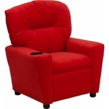 Flash Furniture BT-7950-KID-MIC-RED-GG Contemporary Red Microfiber Kids Recliner with Cup Holder