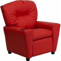 Flash Furniture BT-7950-KID-RED-GG Contemporary Red Vinyl Kids Recliner with Cup Holder