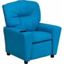 Flash Furniture BT-7950-KID-TURQ-GG Contemporary Turquoise Vinyl Kids Recliner with Cup Holder