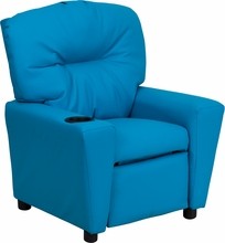 Flash Furniture BT-7950-KID-TURQ-GG Contemporary Turquoise Vinyl Kids Recliner with Cup Holder