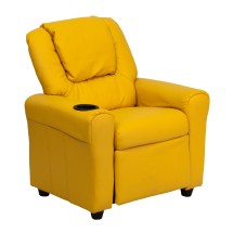 Flash Furniture DG-ULT-KID-YEL-GG Contemporary Yellow Vinyl Kids Recliner with Cup Holder and Headrest