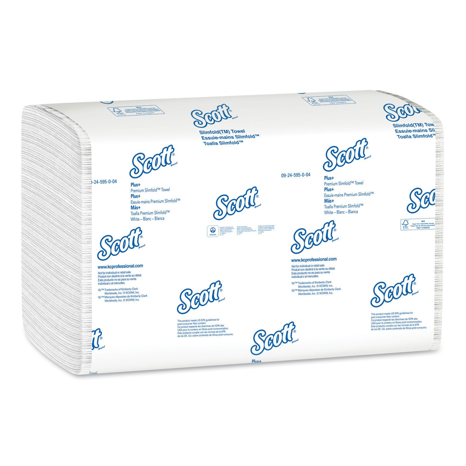 Control Slimfold Towels, White, 90/Pack, 24 Packs/Carton