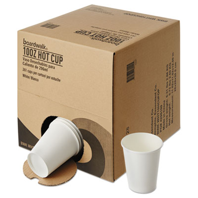 Convenience Pack Paper Hot Cups, 10 oz, White, 9 Cups/Sleeve, 29 Sleeves/Carton