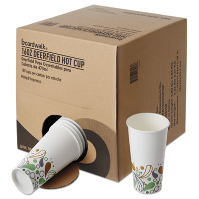 Convenience Pack Paper Hot Cups, 16 oz, Deerfield Print, 9 Cups/Sleeve, 20 Sleeves/Carton
