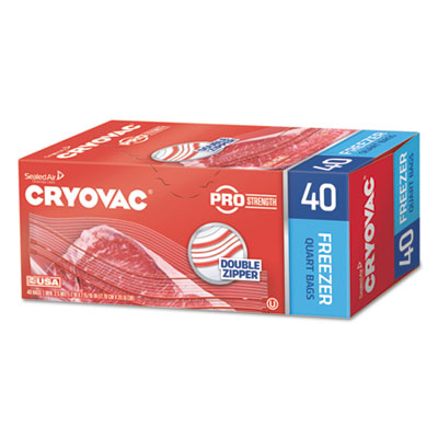 Cryovac One Quart Freezer Bag Dual Zipper, 1 qt, 2.5 mil, 7