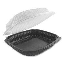 Culinary Lites Microwavable Container, 47.5 oz, 10.56 x 9.98 x 3.18, Clear/Black, 100/Carton