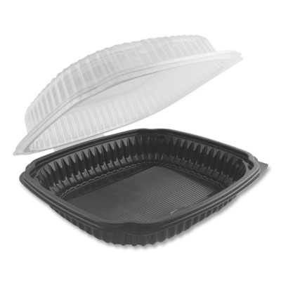 Culinary Lites Microwavable Container, 47.5 oz, 10.56 x 9.98 x 3.18, Clear/Black, 100/Carton
