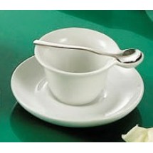 CAC China PTC-4-S Party Collection Super White 2 oz. Cup, 4-1/2&quot; Saucer and Spoon Set