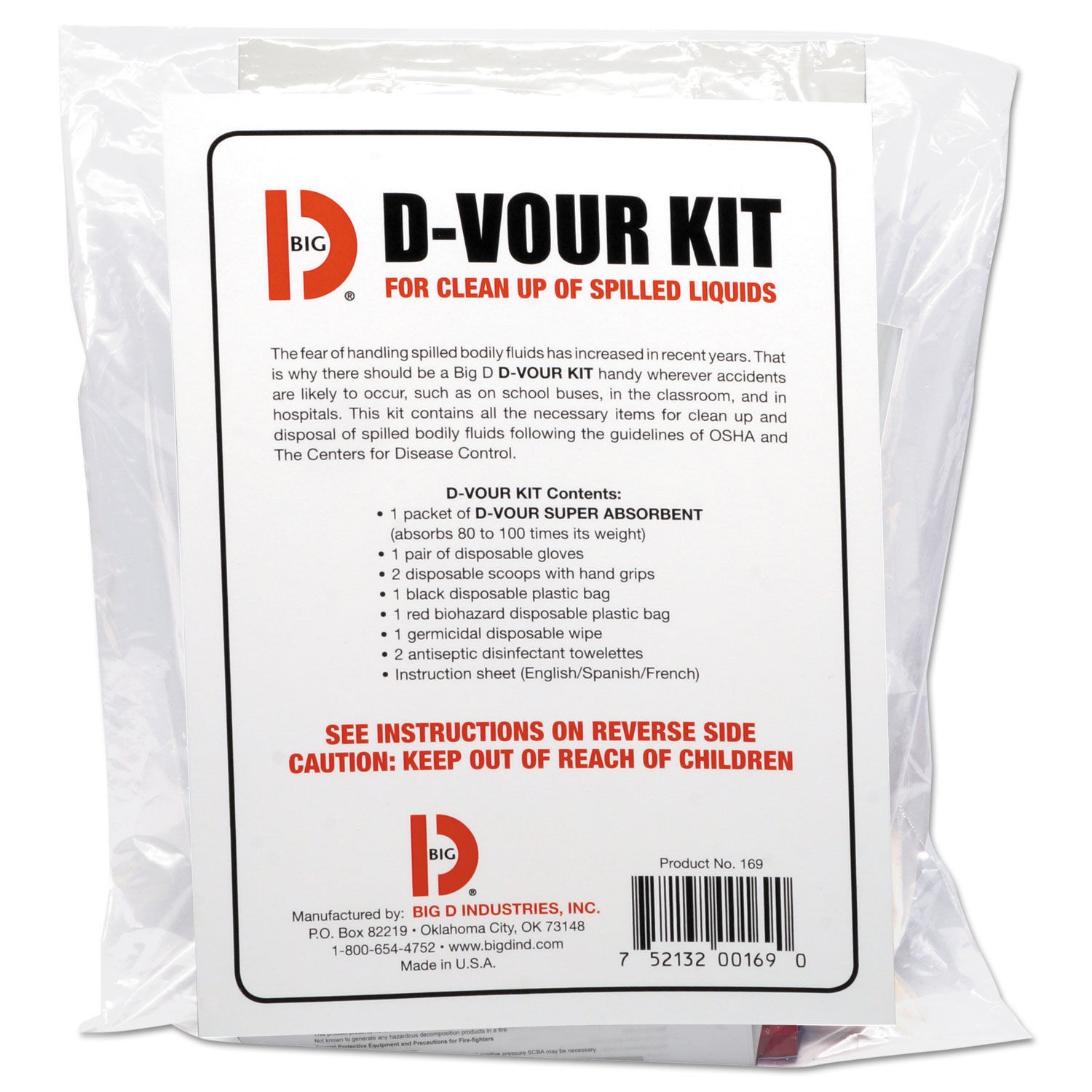 D'vour Clean-up Kit, All Inclusive Kit, 6/Carton