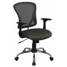 Flash Furniture H-8369F-DK-GY-GG Mid-Back Dark Gray Mesh Executive Office Chair with Chrome Base and Arms