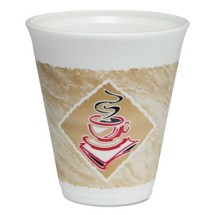 Dart Cafe G Foam Hot/Cold Cups, 12 oz., Brown/Red/White, 20/Pack