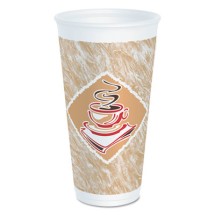 Dart Cafe G Foam Hot/Cold Cups, 20 oz., Brown/Red/White, 20/Pack