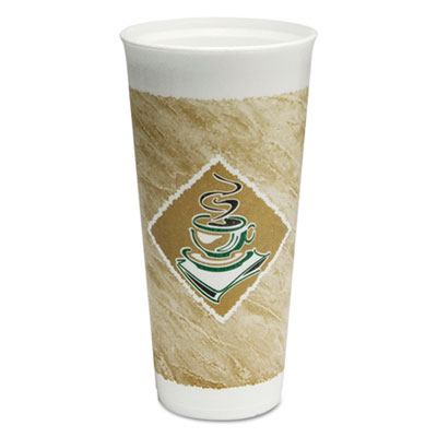 Dart Cafe G Foam Hot/Cold Cups, 24 oz., Brown/Green/White, 400/Carton