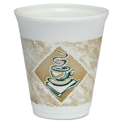Dart Cafe G Foam Hot/Cold Cups, 8oz., Brown/Green/White, 1000/Carton