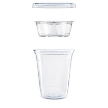 Dart Clear PET Cups with Single Compartment Insert, 12 oz., Clear, 500/Carton