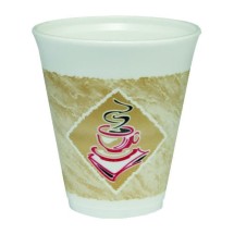 Dart Cafe G Foam Hot/Cold Cups, 12 oz., White/ Brown/Red, 1000/Carton