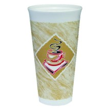 Dart Cafe G Foam Hot/Cold Cups, 20 oz. White/Brown/Red Accents 500/Carton