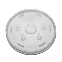 Dart Flat Plastic Lid with Straw Slot for Foam Cups, Bowls, Containers, 12-60 oz., 500/Carton