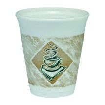Dart Cafe G Foam Hot/Cold Cups, 8 oz., White/ Brown/Green, 1000/Carton