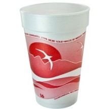 Dart Horizon Foam Cup, Hot/Cold, 16 oz., Cranberry/White, 1000/Carton