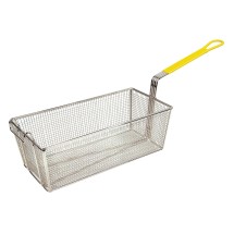 Winco FB-40 Fry Basket with Yellow Plastic Handle 17&quot; x 8 1/4&quot; x 6&quot;