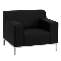 Flash Furniture ZB-DEFINITY-8009-CHAIR-BK-GG Definity Series Contemporary Black Leather Chair with Stainless Steel Frame