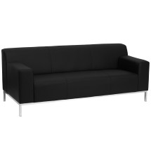 Flash Furniture ZB-DEFINITY-8009-SOFA-BK-GG Definity Series Contemporary Black Leather Sofa with Stainless Steel Frame