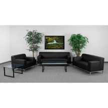 Flash Furniture ZB-DEFINITY-8009-SET-BK-GG Definity Series Reception Set
