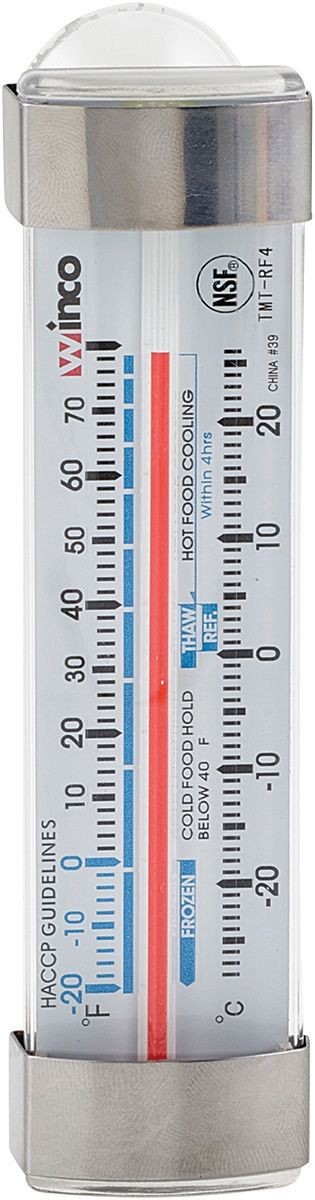 Winco TMT-RF4 Refrigerator/Freezer Thermometer, Tube-Type, 4-3/4", -20 To 70 F