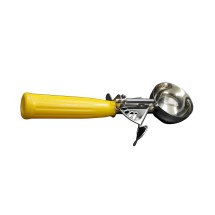 CAC China SICD-20YL Stainless Steel Thumb Disher with Yellow Handle 1.6 oz., #20