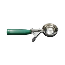 CAC China SICD-12GN Stainless Steel Thumb Disher with Green Handle 2.66 oz., #12