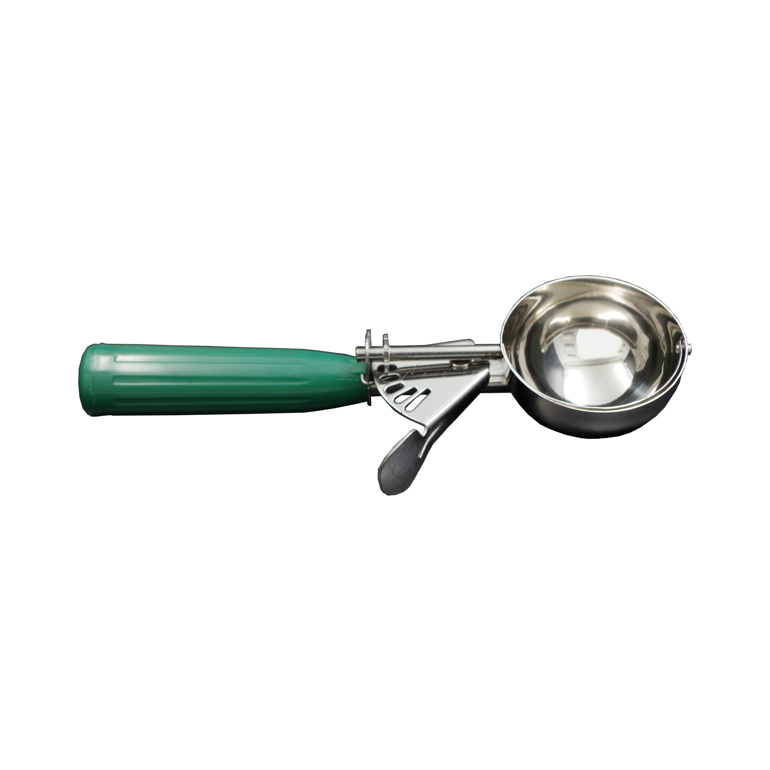 CAC China SICD-12GN Stainless Steel Thumb Disher with Green Handle 2.66 oz., #12