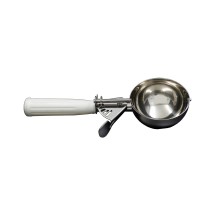 CAC China SICD-6WT Stainless Steel Thumb Disher with White Handle 5 oz., #6