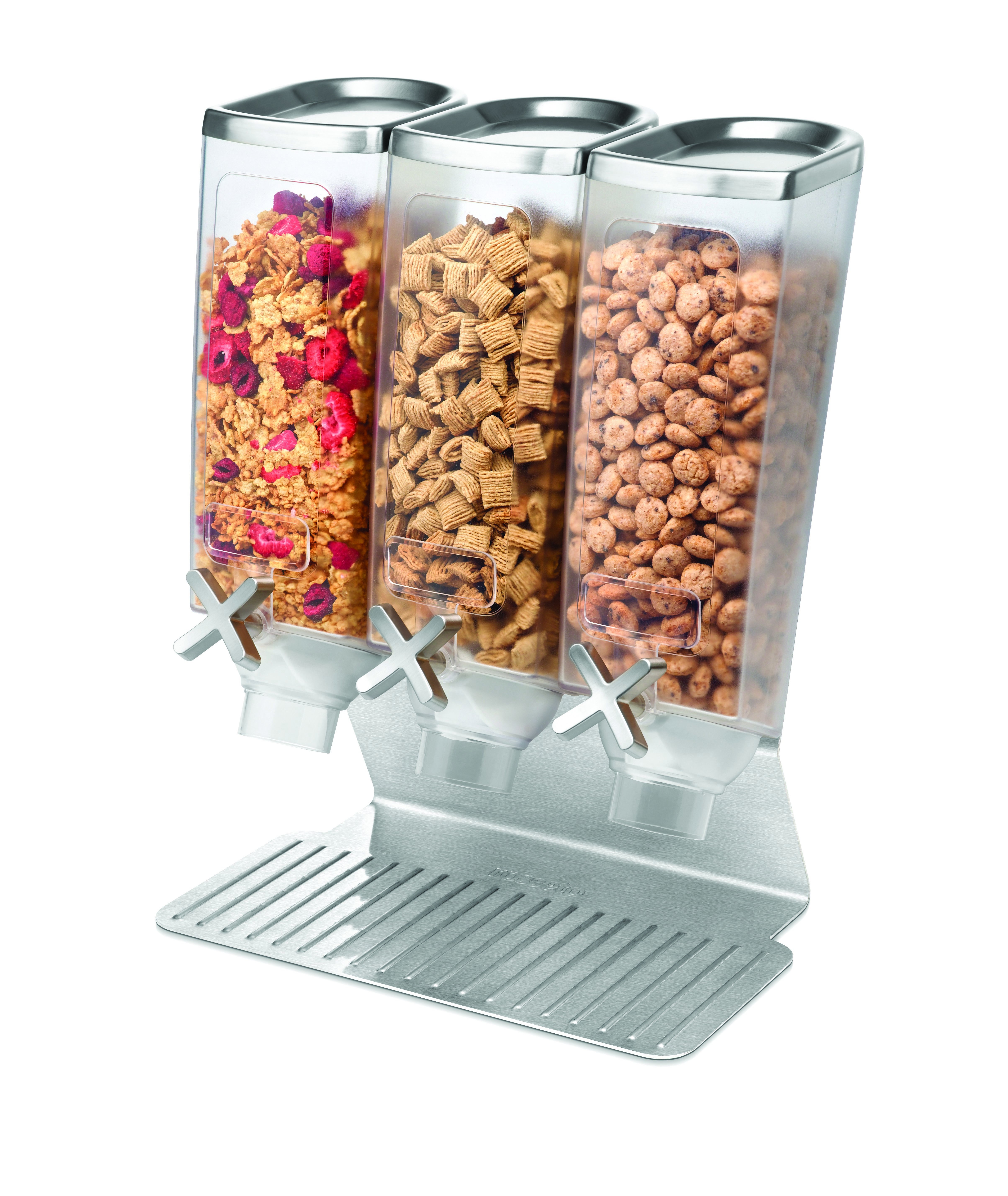 Rosseto EZ515 EZ-PRO™ Triple-Container Table Top Dispenser With Stainless Steel Stand (1 Gallon Each)