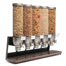 Rosseto EZ522 EZ-SERV Five-Container Table Top Dispenser With Walnut Tray (1.3 Gallons Each)