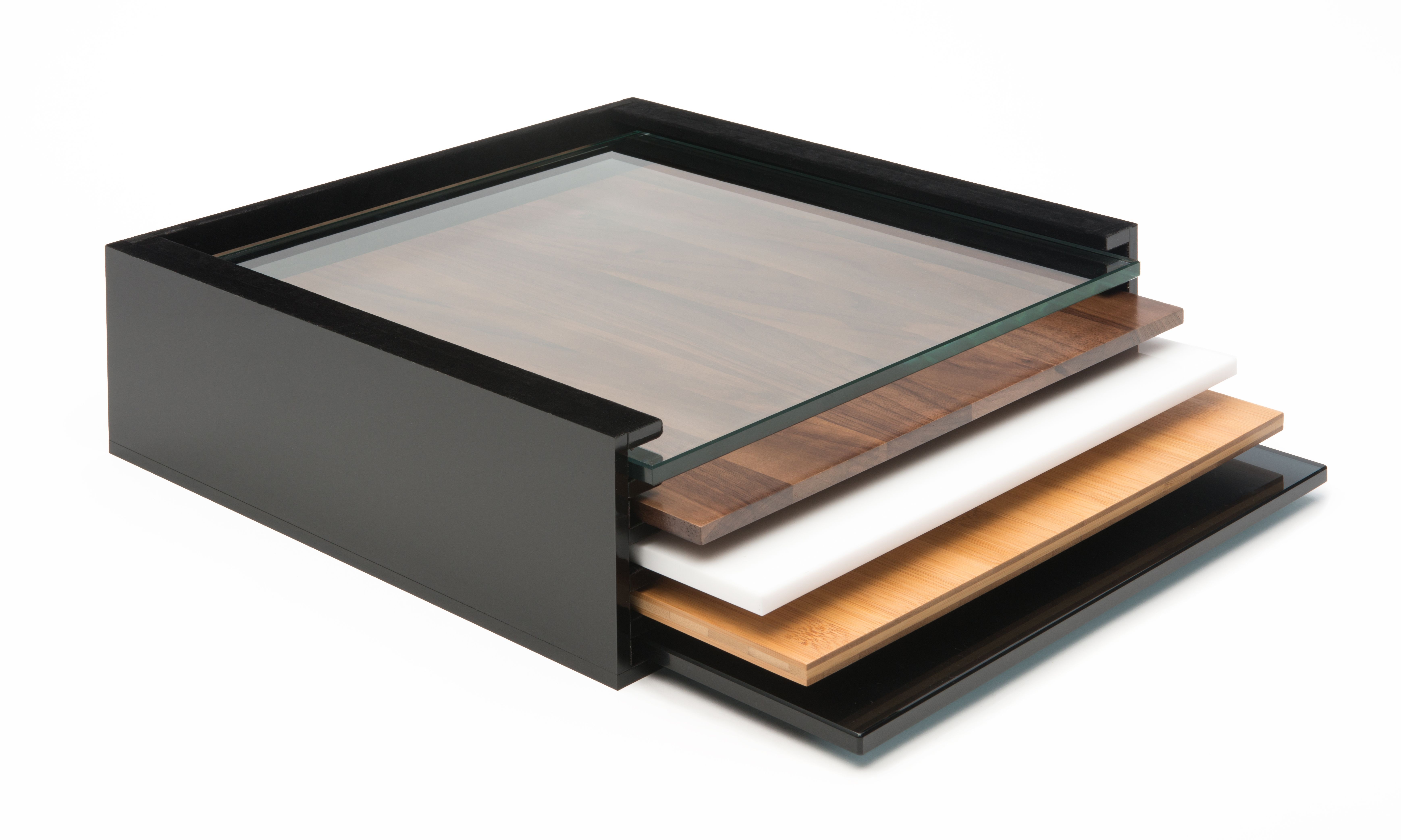 Rosseto SMM004 SKYCAP Black Acrylic Square Surface Case- 14" x 14.75" x 5"H