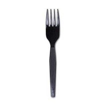 Plastic Heavy Mediumweight Forks, Black, 1,000/Carton