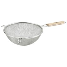Winco MS3A-8D Double Fine Mesh Strainer with Flat Wooden Handle 8&quot;
