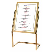 Aarco Products P-15B Double Pedestal Free Standing Display/Broadcaster Brass Frame with Menu Holder