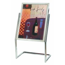 Aarco Products P-15C Double Pedestal Free Standing Display/Broadcaster Chrome Frame with Menu Holder