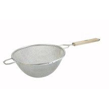 Winco MSTF-10D Double Mesh Fine Strainer with Wood Handle 10-1/4&quot;