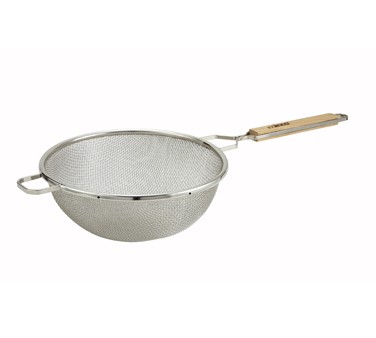 Winco MSTF-6D Double Mesh Fine Strainer with Wood Handle 6-1/4"