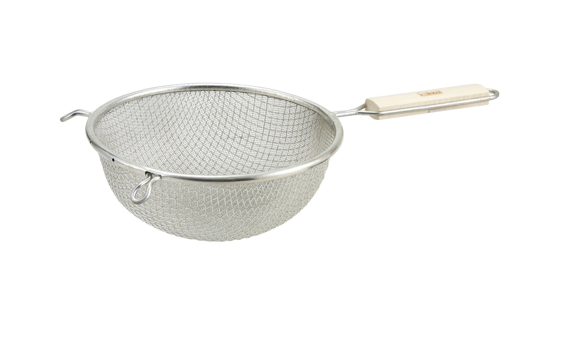 Winco MSTF-8D Double Mesh Fine Strainer with Wood Handle 8"