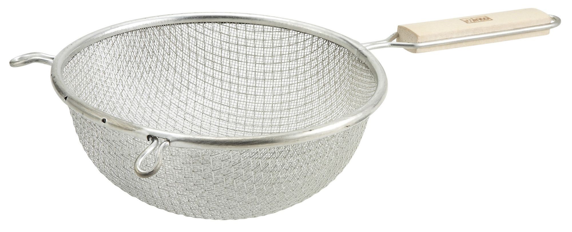 Winco MST-6D Double Mesh Medium Strainer with Wood Handle 6-1/4"