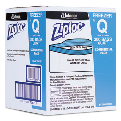 Double Zipper Freezer Bags, 1 qt, 2.7 mil, 7